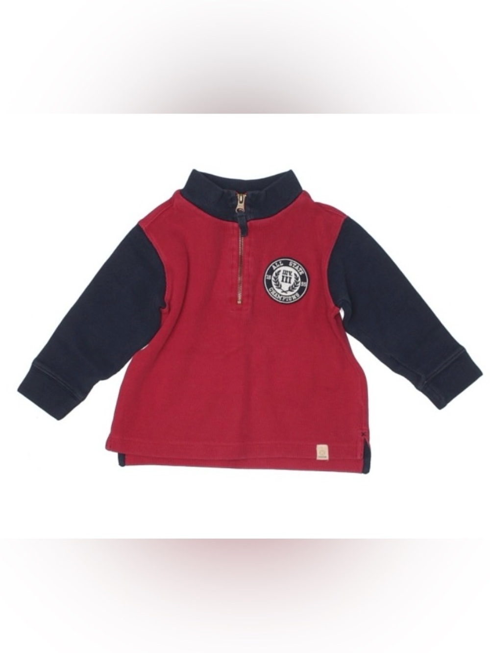 OSHKOSH B’GOSH Kids Red & Navy Quarter-Zip Rugby Pullover Top